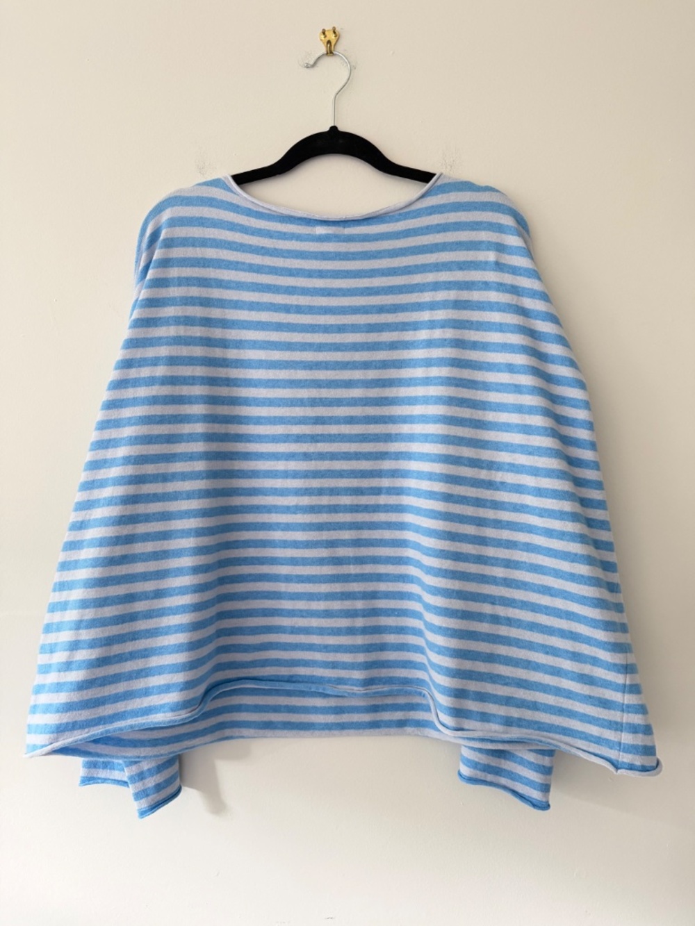 Aerie Sunday Soft Boatneck Sweater Light Blue Stripe Rolled hem Soft Cozy Lounge - Picture 11 of 11